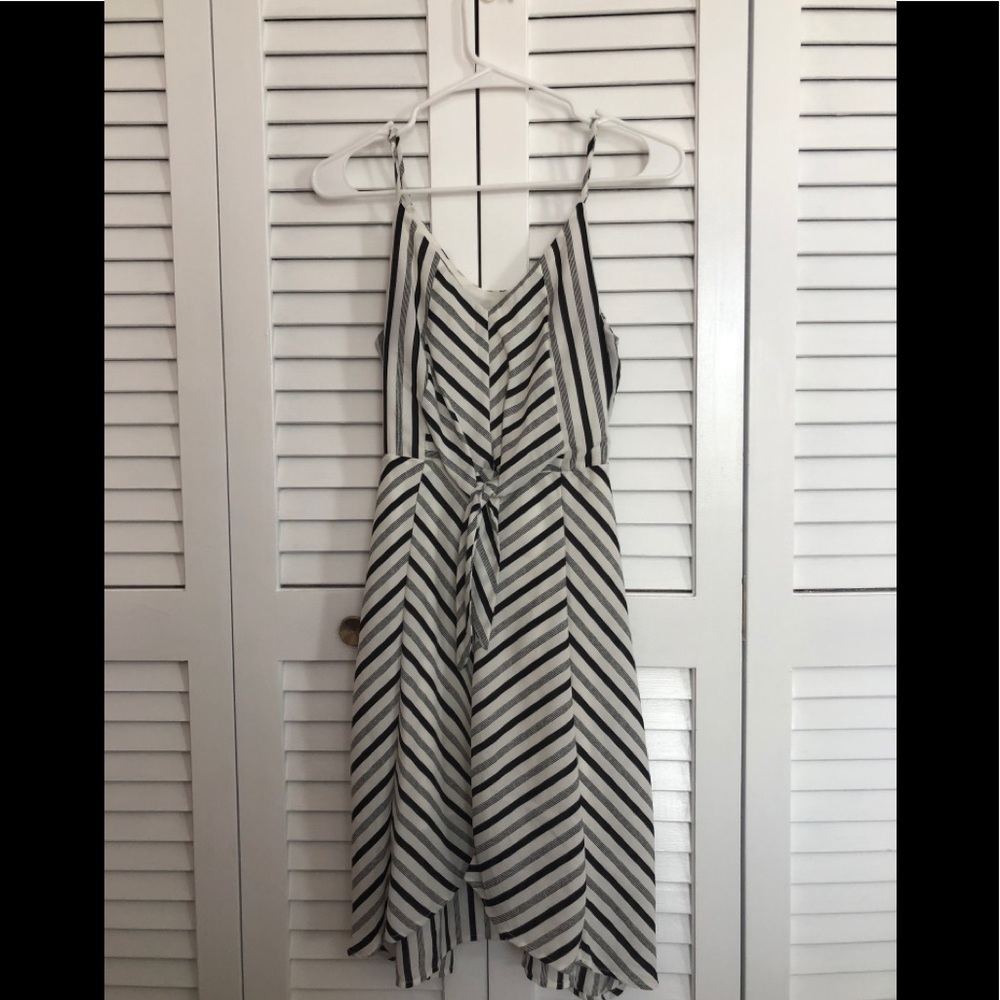 Black and white vertical stripe dress